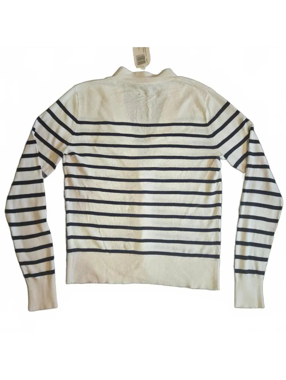 J.Crew Women's XS White Navy Striped Button-Up Cardigan Sweater